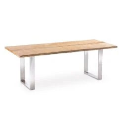 Niehoff Solid Gartentisch 220x95x76cm Edelstahl/Teak Rustikal Teak Natur