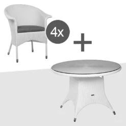 Zebra Hastings Dininggruppe 5-teilig Geflecht Schneeweiß -GartenMöbelPro Verkäufe 1092006 3