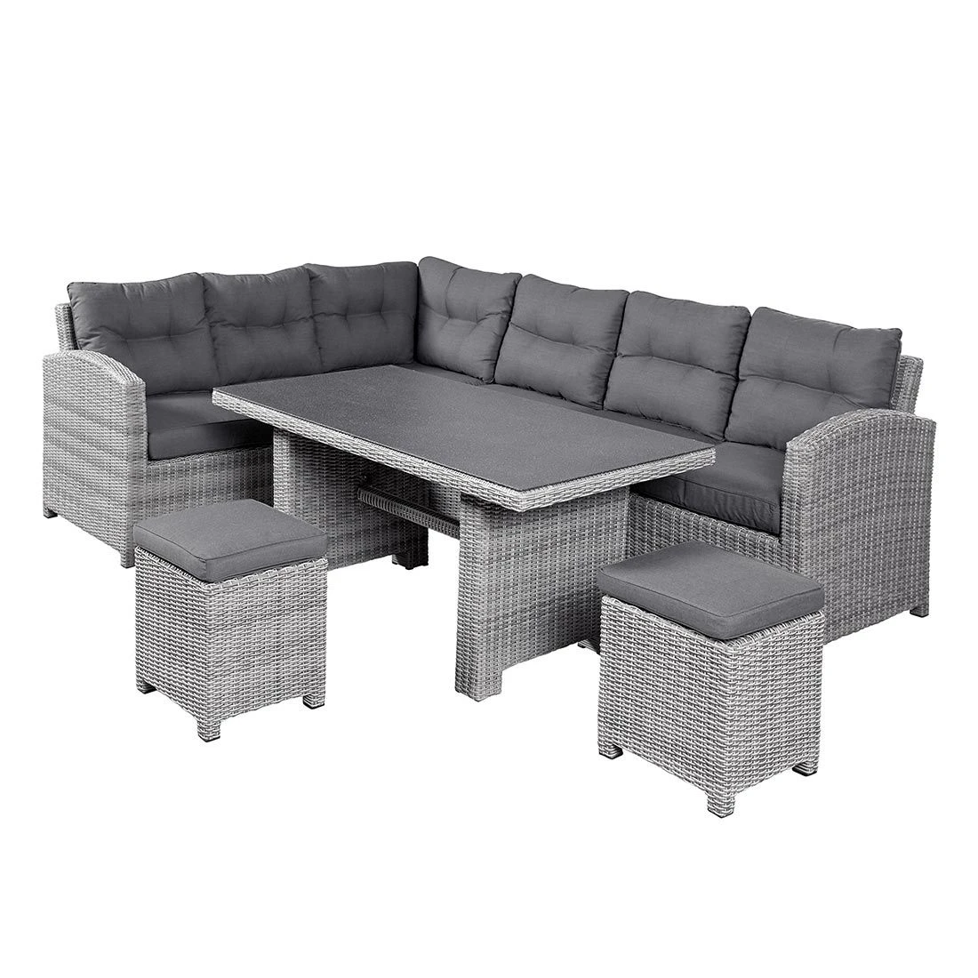 LC Garden Bilbao Dininglounge Geflecht Inkl. Kissen, Tisch Grau 3 LC Garden Bilbao Dininglounge Geflecht Inkl. Kissen, Tisch Grau