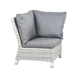 Siena Garden Corido Eck-/Endmodul Aluminium/Geflecht Inkl. Kissen Matt Weiß-Grau/Ice-Grey/Stone-Grey