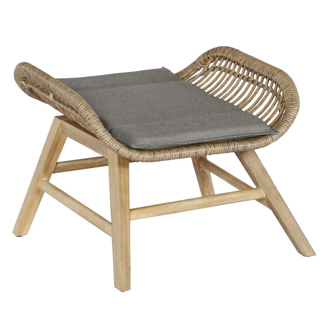 OUTLIV. Aurora Loungesessel Mit Fußablage Akazie/Geflecht Teaklook/Grau 4 OUTLIV. Aurora Loungesessel Mit Fußablage Akazie/Geflecht Teaklook/Grau – Bild 2