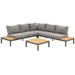 Siena Garden Alvida Ecklounge 4-teilig Aluminium/Polster/Teak Anthrazit Matt/Grau 7 Siena Garden Alvida Ecklounge 4-teilig Aluminium/Polster/Teak Anthrazit Matt/Grau -GartenMöbelPro Verkäufe 1098298 2