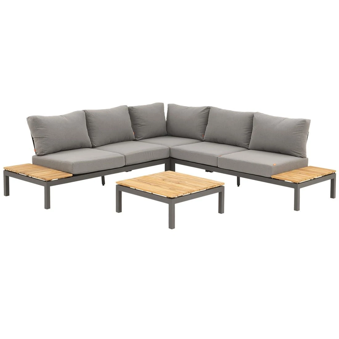 Siena Garden Alvida Ecklounge 4-teilig Aluminium/Polster/Teak Anthrazit Matt/Grau 4 Siena Garden Alvida Ecklounge 4-teilig Aluminium/Polster/Teak Anthrazit Matt/Grau – Bild 2