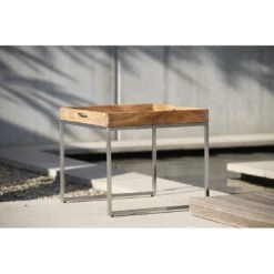 Stern Tabletttisch 50x50cm Edelstahl/Teak-Tablett Teak -GartenMöbelPro Verkäufe 1108121 2