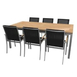 OUTLIV. Oviedo Gartenmöbelset 8-teilig Stapelsessel Mit OUTLIV. Tisch 200x100 Cm Edelstahl/Schwarz -GartenMöbelPro Verkäufe 1176530 3