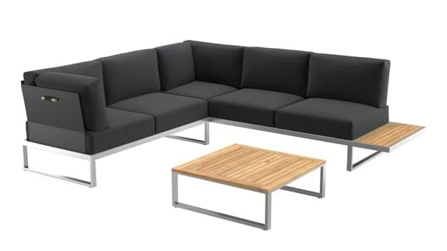 OUTLIV. Capri Ecklounge 3tlg Edelstahl/Teak Schwarz 3 OUTLIV. Capri Ecklounge 3tlg Edelstahl/Teak Schwarz