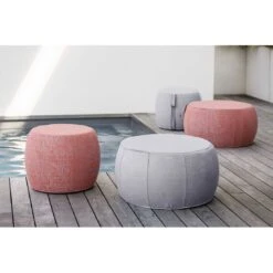 Stern Pouf Hocker Groß Outdoorstoff Hellgrau Meliert -GartenMöbelPro Verkäufe 1198167 2