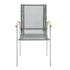 Musterring Brüssel Stapelsessel Edelstahl/Textilene Mit Teakarmlehnen Silbergrau -GartenMöbelPro Verkäufe 1232861 2