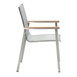 Musterring Brüssel Stapelsessel Edelstahl/Textilene Mit Teakarmlehnen Silbergrau -GartenMöbelPro Verkäufe 1232861 3