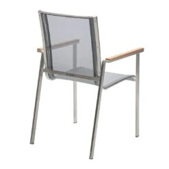 Musterring Brüssel Stapelsessel Edelstahl/Textilene Mit Teakarmlehnen Silbergrau -GartenMöbelPro Verkäufe 1232861 4