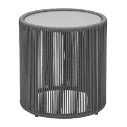 Musterring Formentera Beistelltisch Ø44,4cm Aluminium/Kordelbespannung Anthrazit/Grau
