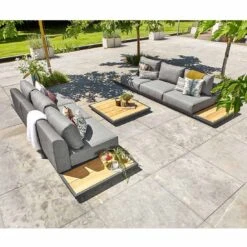 Suns Kota Beistelltisch 110x55x10cm Aluminium/Teak Matt Royal Grey/Teak Natur -GartenMöbelPro Verkäufe 1235039 2