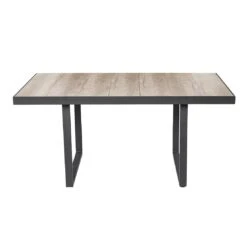 LC Garden Komido Loungetisch 140x85cm Aluminium/Keramik Anthrazit/Holzoptik-Grau