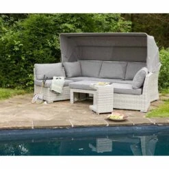 LC Garden Parma Ecklounge 5-tlg. Geflecht/Polyester White Grey/Grey