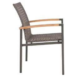 Stern Lucy Stapelsessel Aluminium/Gurtbespannung Teakarmlehnen Anthrazit/Platin -GartenMöbelPro Verkäufe 1258601 3