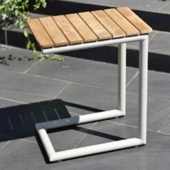 LifestyleGarden Portals Beistelltisch 47x30cm Aluminium/Teak Korallensand-Matt/Teak -GartenMöbelPro Verkäufe 1282988 2