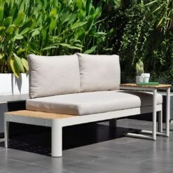 LifestyleGarden Portals Beistelltisch 47x30cm Aluminium/Teak Korallensand-Matt/Teak -GartenMöbelPro Verkäufe 1282988 3