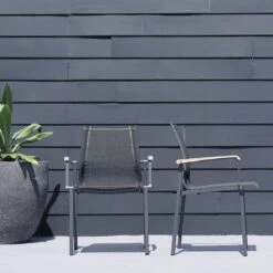 Zebra Felix Stapelsessel Aluminium/Batyline® Teak-Armlehnen Mitternachtsgrau -GartenMöbelPro Verkäufe 1290765 3