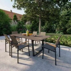 Zebra Felix Stapelsessel Aluminium/Batyline® Teak-Armlehnen Mitternachtsgrau -GartenMöbelPro Verkäufe 1290765 5