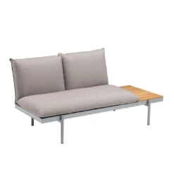 Kettler Straight Eck-/Endmodul Aluminium/Teak/Olefin Silber/Beige-Braun