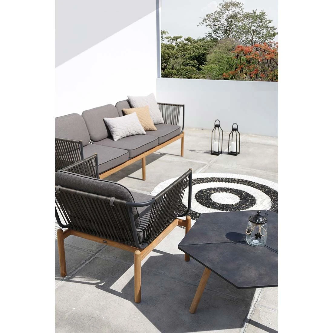 Zebra Pollux Loungeset 3-tlg. Teak/Rope Teak/Brown Brushed 3 Zebra Pollux Loungeset 3-tlg. Teak/Rope Teak/Brown Brushed