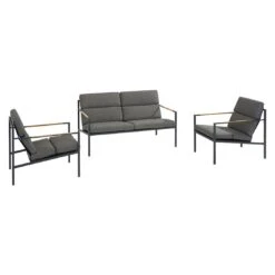 Trentino Loungeset 4-tlg. Edelstahl/Stoff Und Teak Armlehnen Grau Meliert 13 Trentino Loungeset 4-tlg. Edelstahl/Stoff Und Teak Armlehnen Grau Meliert -GartenMöbelPro Verkäufe 1342883 4