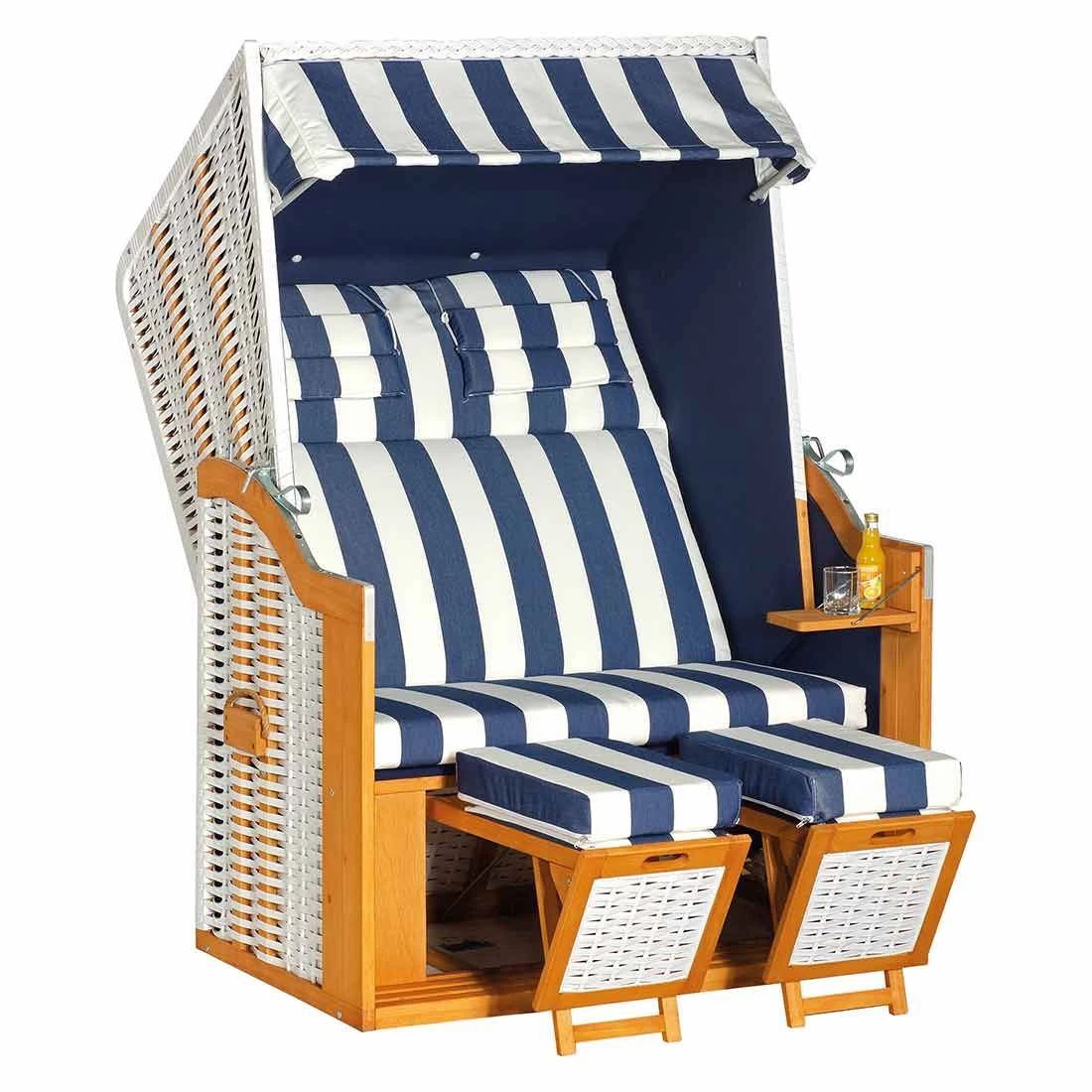 Sunny Smart Rustikal 34 Z Strandkorb Pinie/Geflecht Weiß/Blau 3 Sunny Smart Rustikal 34 Z Strandkorb Pinie/Geflecht Weiß/Blau