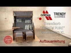 DeVries Pure Greenline 135XL Strandkorb Geflecht/Akazie Des.743 Ice Flower