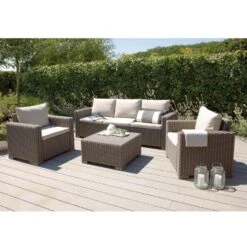 Best Mombasa Loungeset 4-tlg. Geflecht Cappuccino/Sand -GartenMöbelPro Verkäufe 4 tlg lounge gruppe mombasa cappuccino sand 3