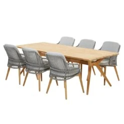 4Seasons Sempre Gartenmöbelset 7-tlg. Mit Tisch 240x100cm Hellgrau/Natur