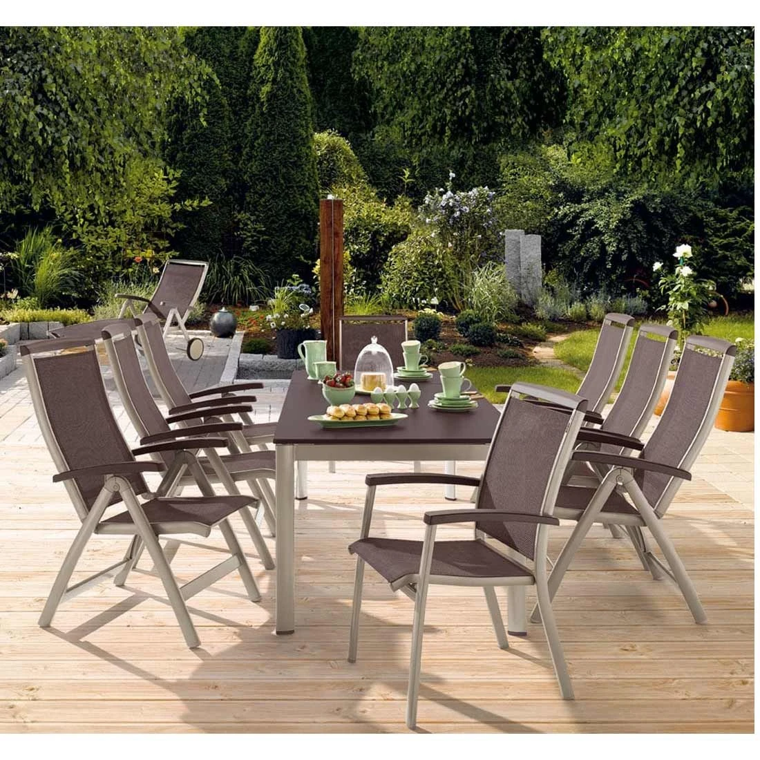 Sieger Royal Hocker Aluminium/Textilene Champagner/Mocca 4 Sieger Royal Hocker Aluminium/Textilene Champagner/Mocca – Bild 2