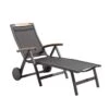 Sieger Catena Gartenliege Aluminium/Textilux Mit Teakarmlehnen Eisengrau/Grau/Teak -GartenMöbelPro Verkäufe 756880 1