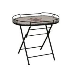 Siena Garden Stella Serviertisch 68x41 Cm Stahl/Kunststein Mattschwarz