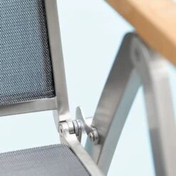 Stern Cardiff Klappsessel Edelstahl/Textilene/Teak-Armlehnen Silber/Silbergrau -GartenMöbelPro Verkäufe 839094 3