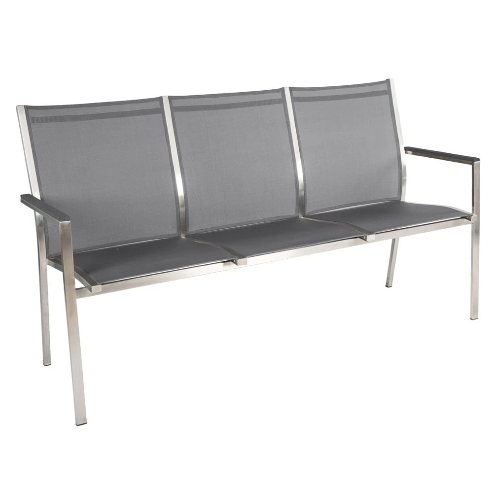Stern Cardiff Gartenbank 160cm Edelstahl/Textilene Silbergrau 3 Stern Cardiff Gartenbank 160cm Edelstahl/Textilene Silbergrau