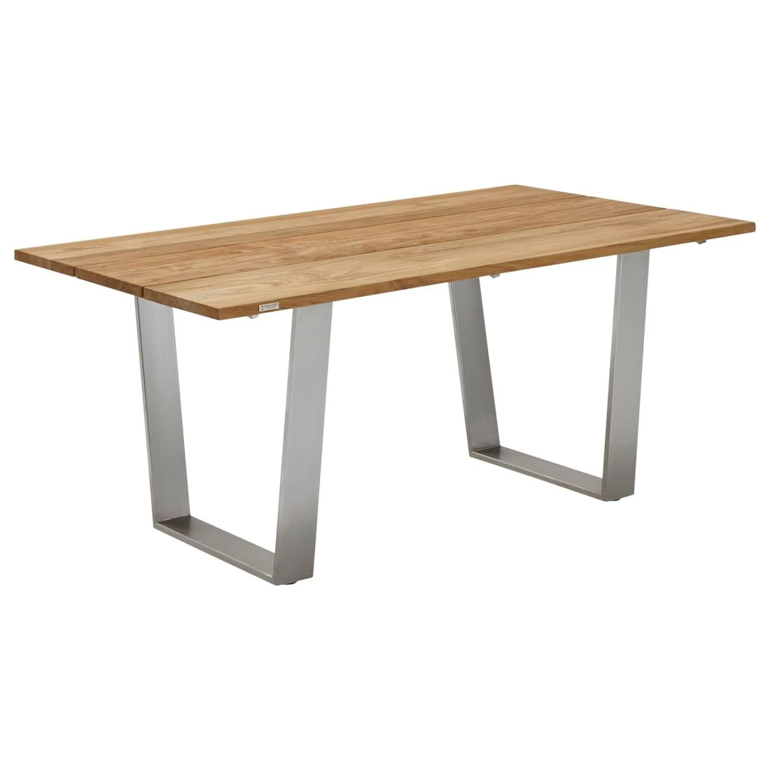 Niehoff Noah Tisch 180x95cm Edelstahl Trapezkufe/Teak Silber/Natur 3 Niehoff Noah Tisch 180x95cm Edelstahl Trapezkufe/Teak Silber/Natur