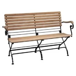 Zebra Florence Gartenbank 130cm Stahl/Teak Schwarz