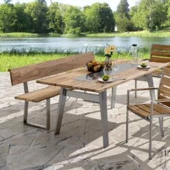 Niehoff Nova Gartenbank 160cm Profilkufe Edelstahl/Teak-Gebürstet -GartenMöbelPro Verkäufe 919977 2