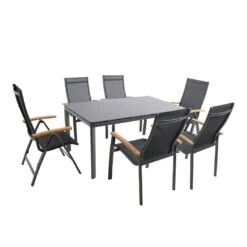 MWH Reno Gartenmöbelset 7tlg Mit Alutapo Gartentisch 160x95cm Eisengrau/Anthrazit