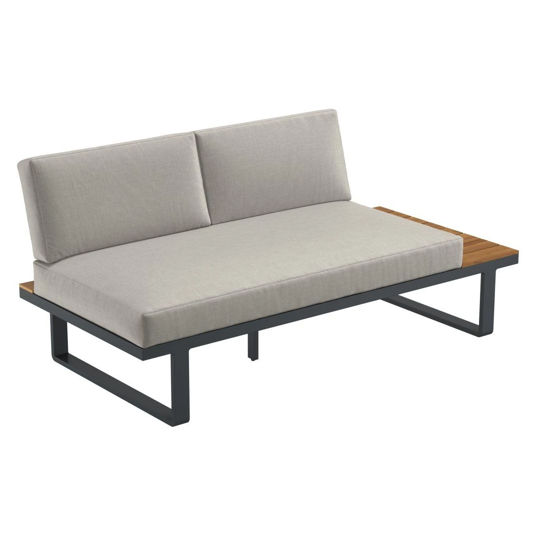 OUTLIV. Albufeira Ecklounge 3-teilig Aluminium/Akazie/Polster Schwarz/Teaklook/Royal Stone Grey 9 OUTLIV. Albufeira Ecklounge 3-teilig Aluminium/Akazie/Polster Schwarz/Teaklook/Royal Stone Grey – Bild 7