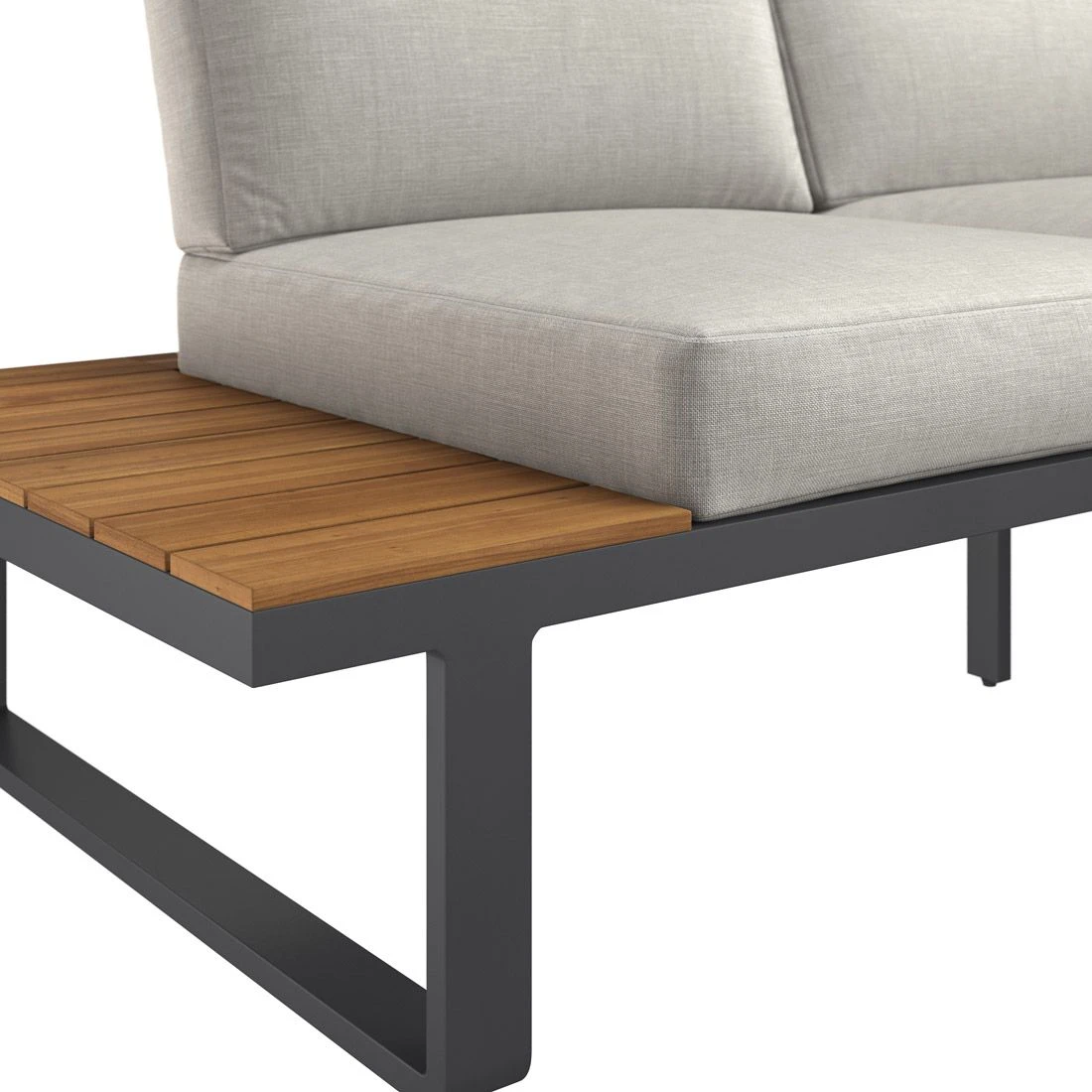 OUTLIV. Albufeira Ecklounge 3-teilig Aluminium/Akazie/Polster Schwarz/Teaklook/Royal Stone Grey 11 OUTLIV. Albufeira Ecklounge 3-teilig Aluminium/Akazie/Polster Schwarz/Teaklook/Royal Stone Grey – Bild 9