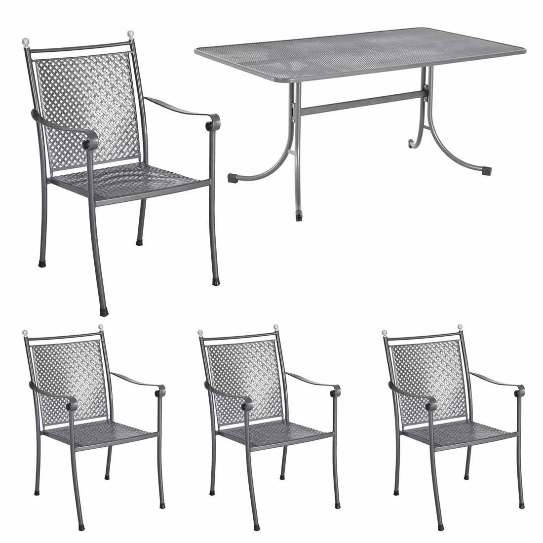 Royal Garden Excelsior Niederlehner 5-teiliges Gartenmöbelset Mit Universaltisch 145x90cm Eisengrau 3 Royal Garden Excelsior Niederlehner 5-teiliges Gartenmöbelset Mit Universaltisch 145x90cm Eisengrau