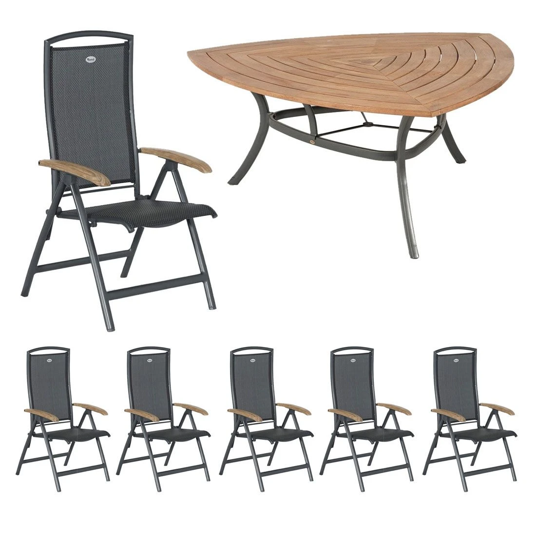 Hartman Raffaelo Sitzgruppe Klapp 7tlg Triangel 170cm Xerix/Grau-Schwarz/Teak-Recycled 3 Hartman Raffaelo Sitzgruppe Klapp 7tlg Triangel 170cm Xerix/Grau-Schwarz/Teak-Recycled