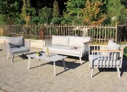 Acamp Gondola Loungeset 4-tlg. Mit Tisch 110x60 Cm Taupe/Grau -GartenMöbelPro Verkäufe acamp gondola loungeset 4 tlg mit tisch 110x60 cm 1434557 9