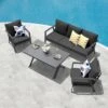 Acamp Thasos Dininglounge Aluminium/Kunstfaser Anthrazit/Grau -GartenMöbelPro Verkäufe acamp thasos loungegruppe 4 tlg aluminium polyester mi tisch 140x80 cm 1434502 1