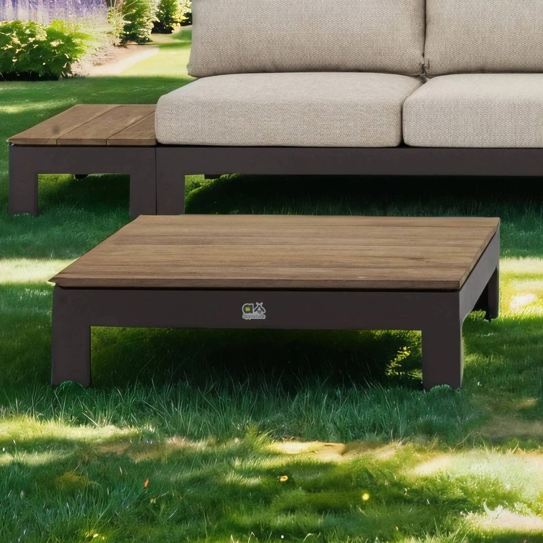 Apple Bee Sticks & More Loungetisch 87x87cm Aluminium/Teak Taupe/Teak 3 Apple Bee Sticks & More Loungetisch 87x87cm Aluminium/Teak Taupe/Teak