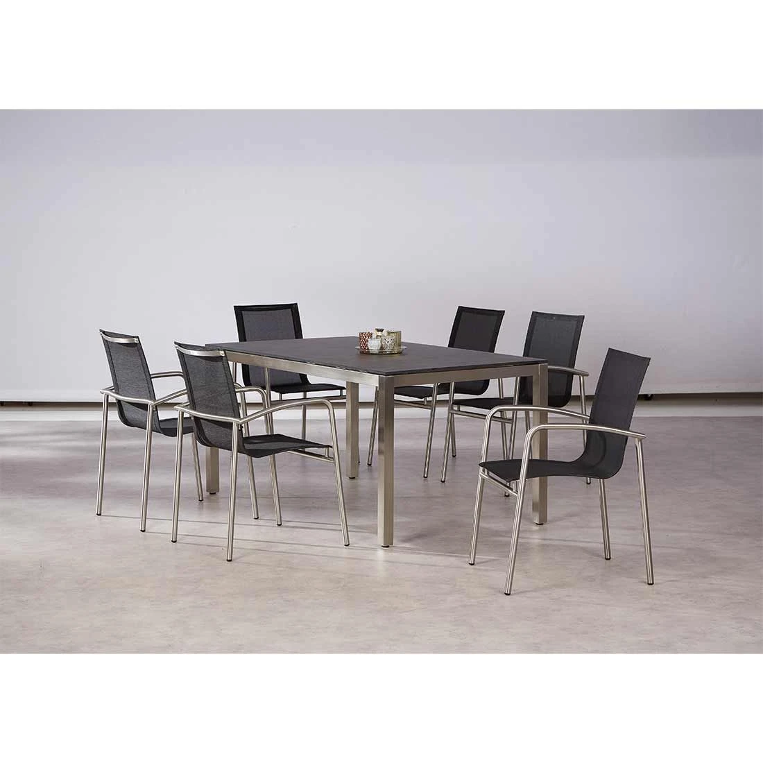 Best Karthum Stapelsessel Edelstahl/Ergotex Silber/Schwarz 6 Best Karthum Stapelsessel Edelstahl/Ergotex Silber/Schwarz – Bild 4