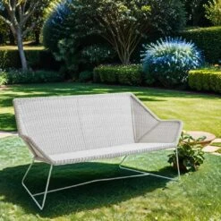 Cane-Line Breeze Gartensofa 154 Cm Stahl/Geflecht White Grey