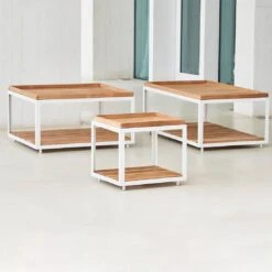 Cane-Line Level Beistelltisch 79x79cm Aluminium/Teak White/Natur -GartenMöbelPro Verkäufe cane line level beistelltisch 79x79cm aluminium teak 1479921 2