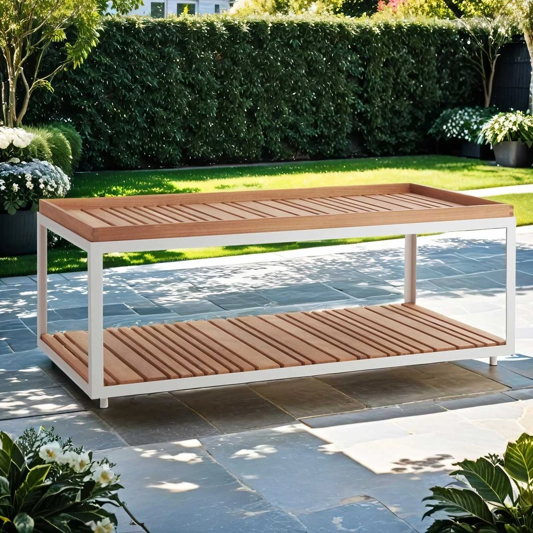 Cane-Line Level Loungetisch 120x60cm Aluminium/Teak Weiß/Natur 3 Cane-Line Level Loungetisch 120x60cm Aluminium/Teak Weiß/Natur